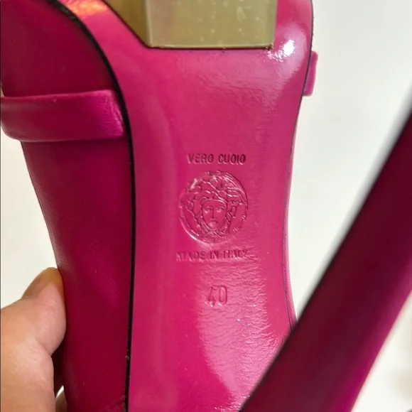 Versce Pink Platform Heels with Ankle Strap Size 40